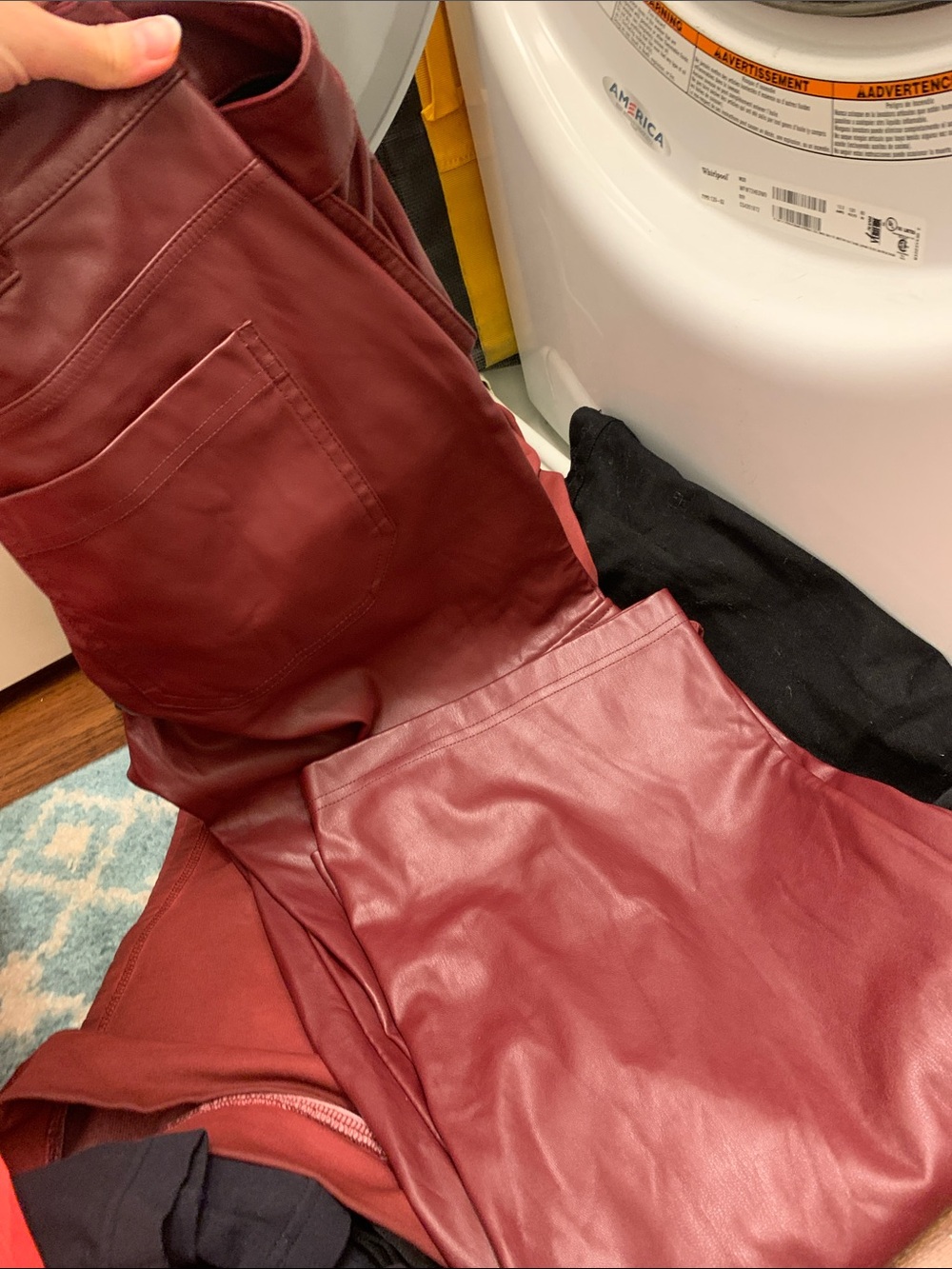 Wild Fable Burgundy Faux Leather Pants with Patch Pocket